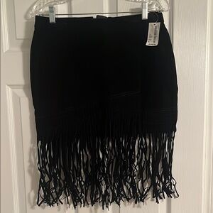 South Moon Under Black Fringe Mini Skirt for Night Out